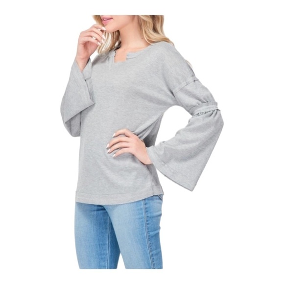 𝅺baea Flare Sleeve T-shirt In Grey - Picture 1 of 12